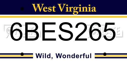 6BES265 West Virginia License Plate