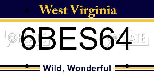 6BES64 West Virginia License Plate
