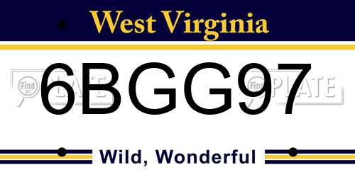 6BGG97 West Virginia License Plate