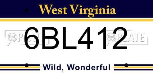 6BL412 West Virginia License Plate