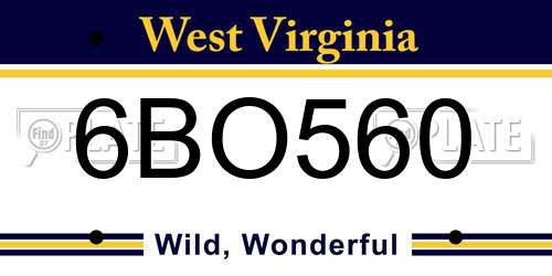 6BO560 West Virginia License Plate