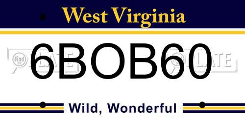 6BOB60 West Virginia License Plate