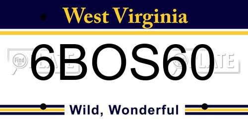 6BOS60 West Virginia License Plate