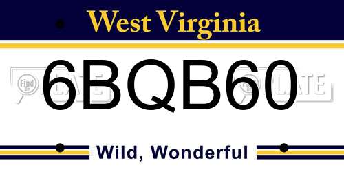 6BQB60 West Virginia License Plate