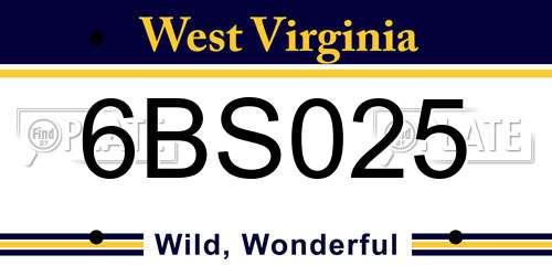 6BS025 West Virginia License Plate