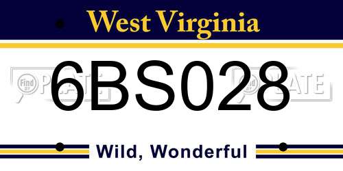 6BS028 West Virginia License Plate