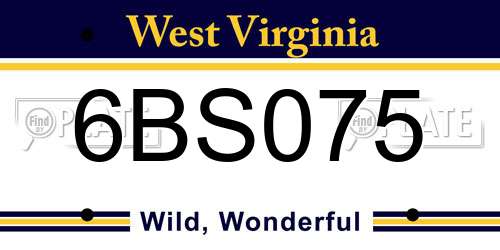 6BS075 West Virginia License Plate