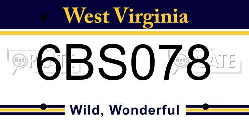 6BS078 West Virginia License Plate