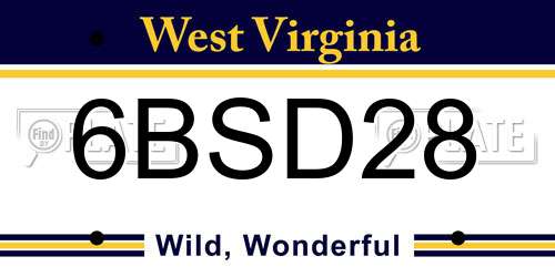 6BSD28 West Virginia License Plate