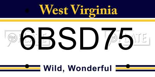 6BSD75 West Virginia License Plate