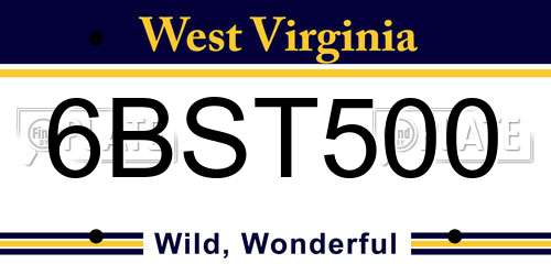 6BST500 West Virginia License Plate