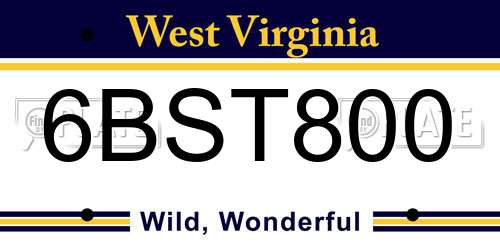 6BST800 West Virginia License Plate