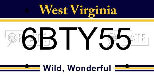 6BTY55 West Virginia License Plate