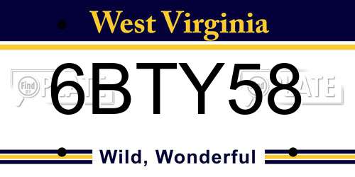 6BTY58 West Virginia License Plate