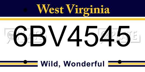 6BV4545 West Virginia License Plate