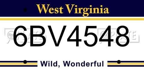 6BV4548 West Virginia License Plate