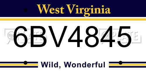 6BV4845 West Virginia License Plate
