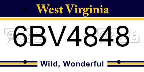 6BV4848 West Virginia License Plate