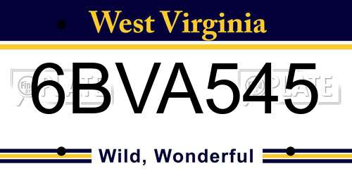 6BVA545 West Virginia License Plate