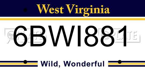 6BWI881 West Virginia License Plate