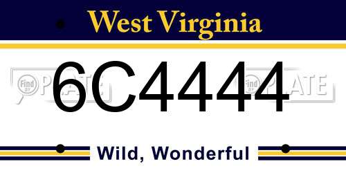 6C4444 West Virginia License Plate