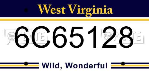 6C65128 West Virginia License Plate