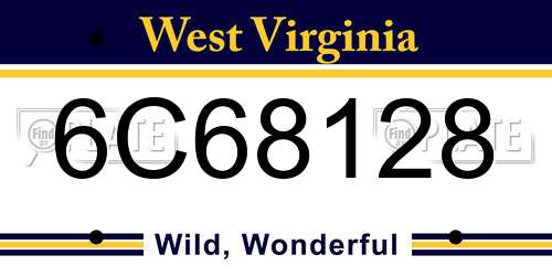 6C68128 West Virginia License Plate