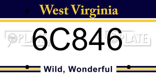6C846 West Virginia License Plate