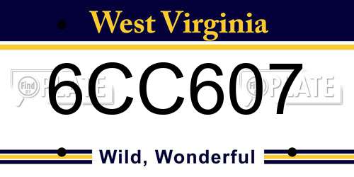 6CC607 West Virginia License Plate