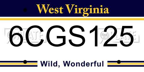 6CGS125 West Virginia License Plate