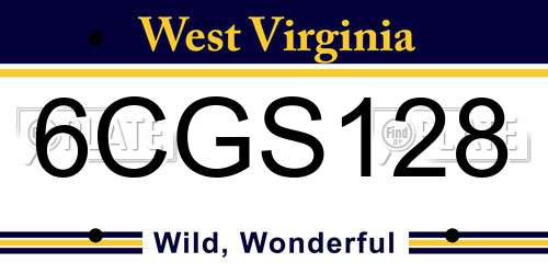 6CGS128 West Virginia License Plate