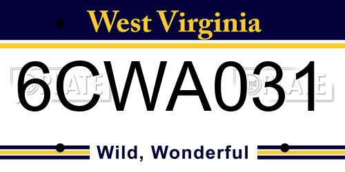 6CWA031 West Virginia License Plate