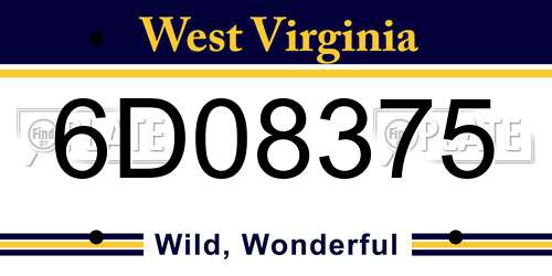 6D08375 West Virginia License Plate