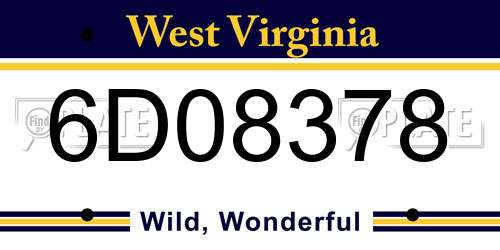 6D08378 West Virginia License Plate