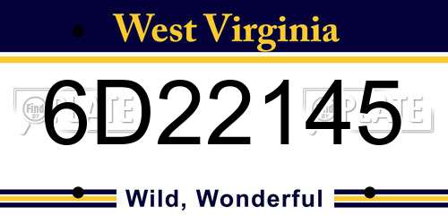 6D22145 West Virginia License Plate