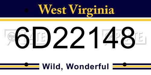 6D22148 West Virginia License Plate