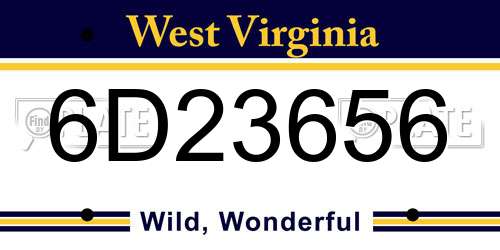 6D23656 West Virginia License Plate