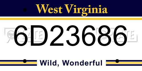 6D23686 West Virginia License Plate