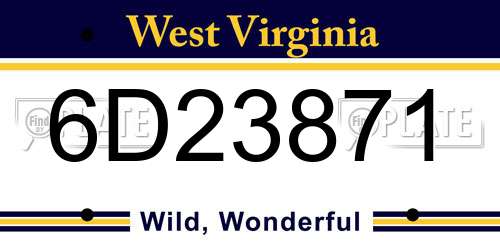 6D23871 West Virginia License Plate