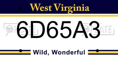 6D65A3 West Virginia License Plate