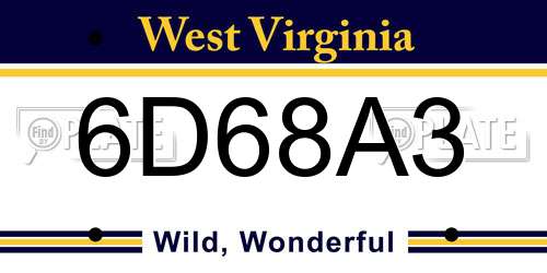 6D68A3 West Virginia License Plate