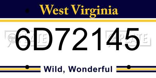 6D72145 West Virginia License Plate