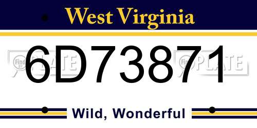 6D73871 West Virginia License Plate
