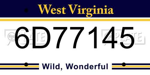 6D77145 West Virginia License Plate