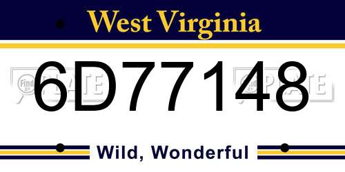 6D77148 West Virginia License Plate