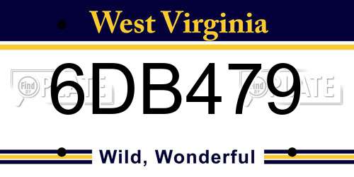 6DB479 West Virginia License Plate