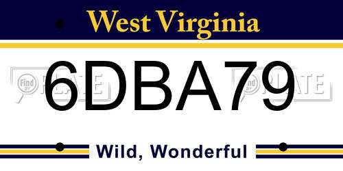 6DBA79 West Virginia License Plate