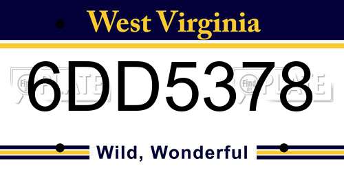 6DD5378 West Virginia License Plate