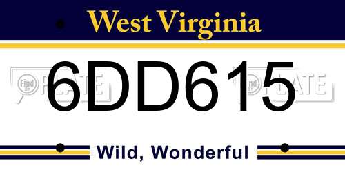 6DD615 West Virginia License Plate