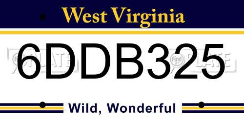 6DDB325 West Virginia License Plate